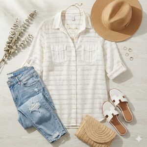 Dotti White Striped Blouse